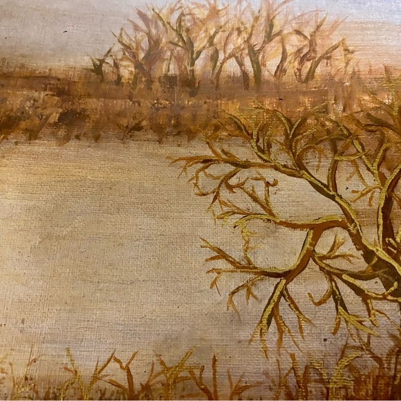 Rustic Autumn Landscape Watercolour Painting Handmade Original Art Water & Trees - Picture 4 of 9